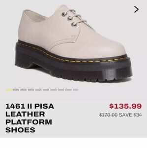 Dr Martens 1461 Quad Platform Oxford Mens Size 8 Women's 9 Men's Taupe 2" Heel